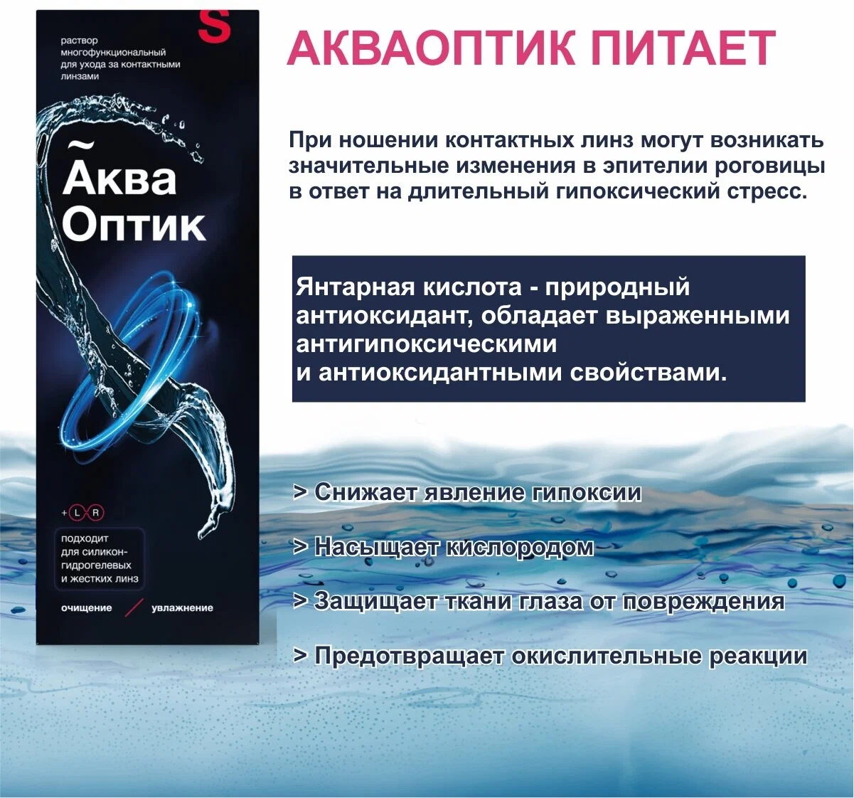 Акваоптик 900мл, раствор для линз (с контейнером для линз), набор из 2 шт по 450мл